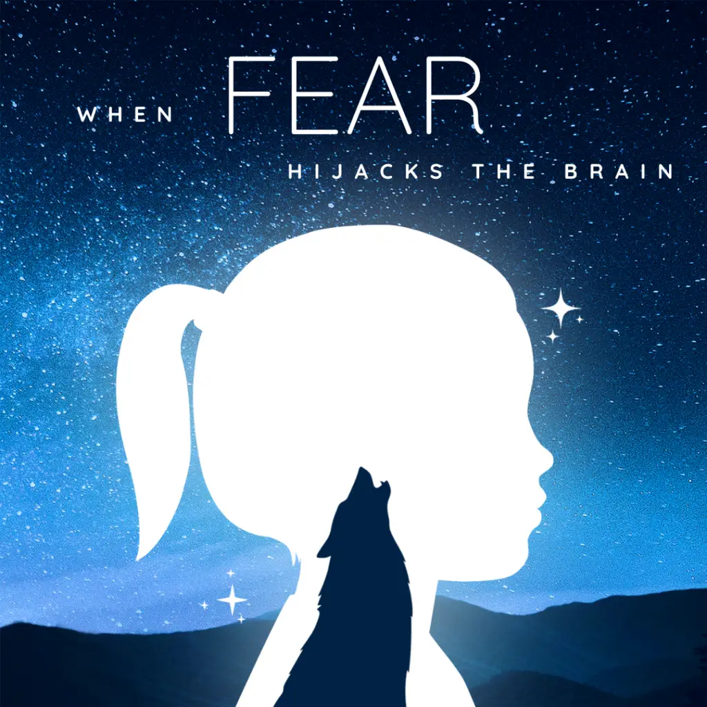 Howling wolf inside a girl's head